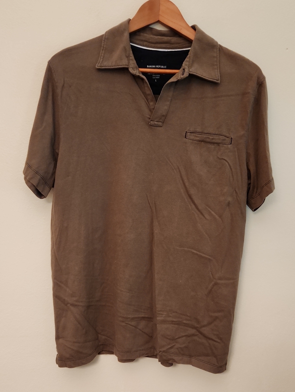 Banana Republic Men's Olive-Brown Polo Shirt